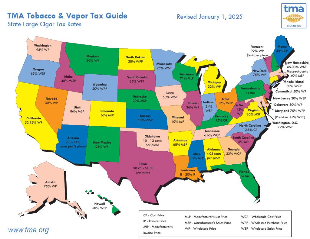 State Large Cigar Tax Rates 2025